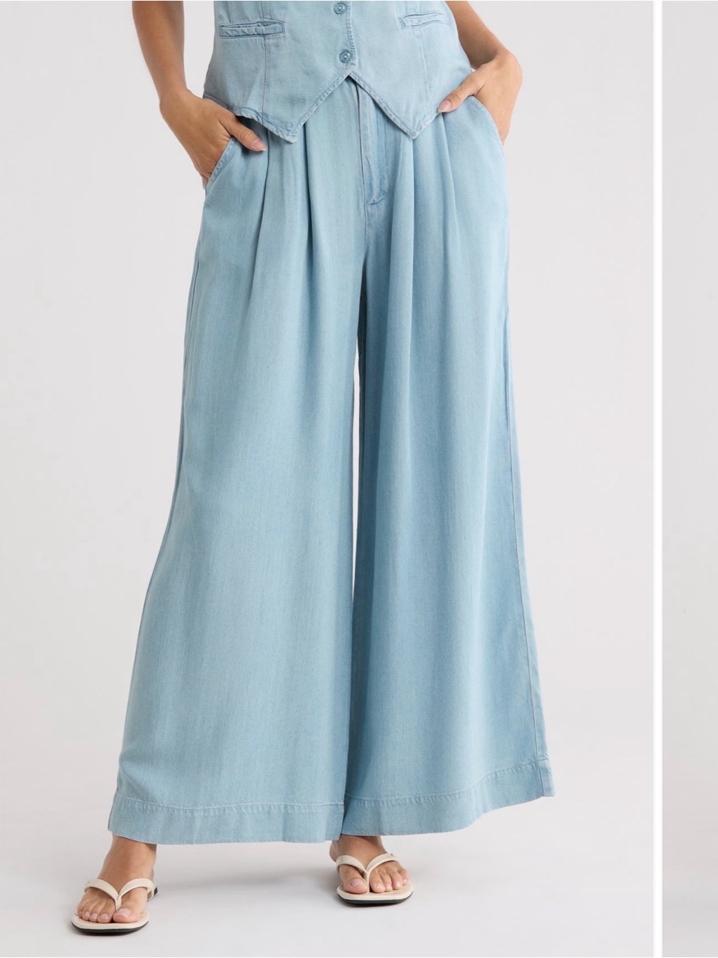 Yfb (Young Fabulous & Broke) Chambray Wide Leg Cropped Pants | Size Medium